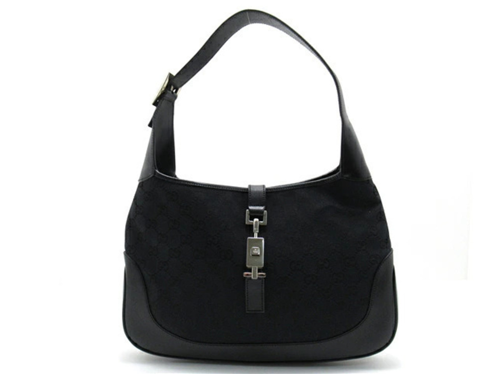 Gucci bag Hobo Jackie black GG canvas calfskin